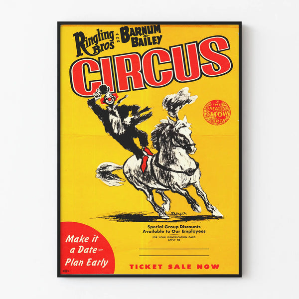 Circus Ringling Bros ja Barnum & Bailey vintagekeltainen ja -punainen juliste