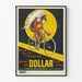 Vintage mainosjuliste Dollar-pyörästä alkuperäiskansan pyöräilijän kanssa