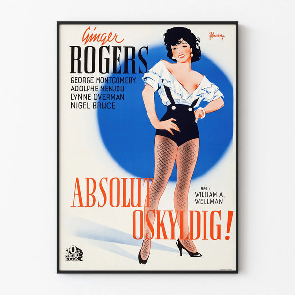 Vintage juliste elokuvasta Absolutisti viaton Ginger Rogers kanssa