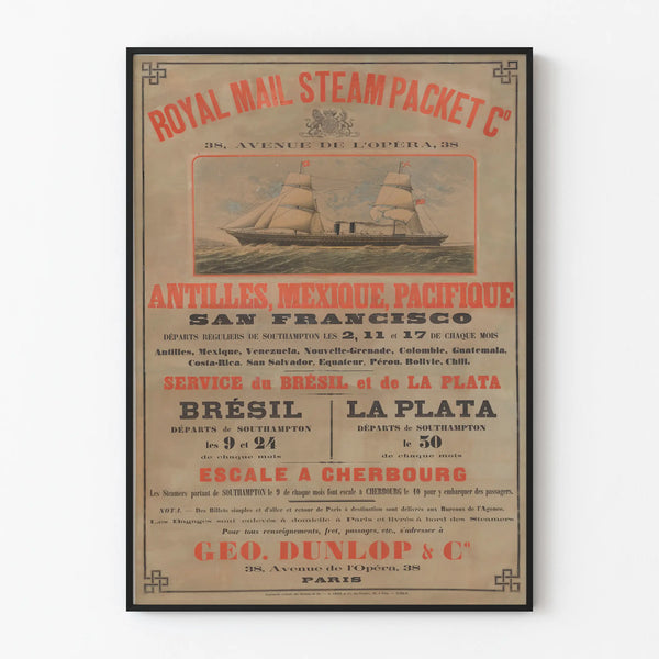 Vintage Royal Mail Steam Packet - Meriaiheinen Seinäkäsitys Juliste
