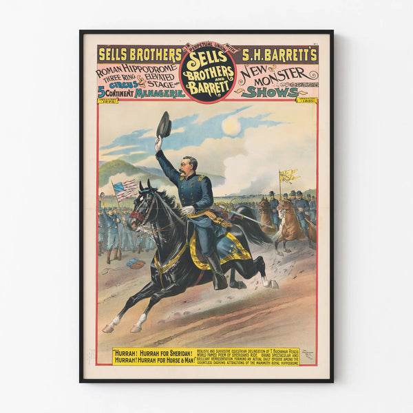 Vintage juliste Sells Brothers ja Barrett - Sheridan ratsain