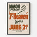 Vintage teatterijuliste Mason 7th Heaven avajaiset kesäkuussa