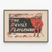 Vintage juliste The Devil’s Playground punaisena ja mustana — kehystetty taideteos seinällä
