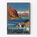 Vintage juliste St. Gotthardin sähkölinjasta – Seinäsisustus vuoristosta ja järvestä