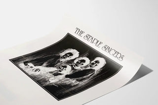 Koristejuliste The Staple Singers -tyylinen linogravööni