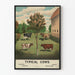 Vintage-tyyliset tyypilliset lehmänjulisteet seinäkoristukseen