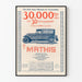 Vintage Mathis juliste 30 000 km 30 päivässä - Automaalaustarvike seinäkoriste