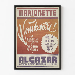 Vintage juliste Marionetti Vaudeville Alcazar