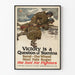 Vintagemilitaristinen juliste « Voitto on kestävyyden kysymys »