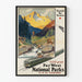 Vintage juliste Far West USA-Kanada kansallispuistosta junassa