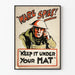 Vintagemainen sota juliste 'Ware Spies - Keep It Under Your Hat' seinäkoristeluun