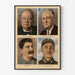 Vintage juliste maailman johtajista Winston Churchill, Franklin D. Roosevelt, Joseph Staline ja Chiang Kai-shek