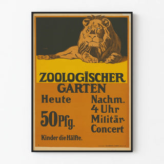 Vintage juliste Leijona Zoologinen puutarha Sotilassävelmäkonsertti