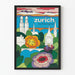 Taiteellinen juliste Zürich Sveitsi seinäkoristeluun